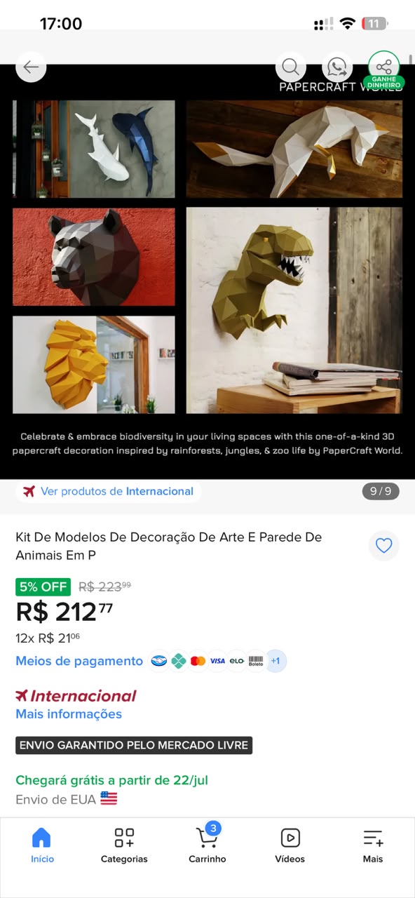 Peça montada anunciada no Mercado Livre